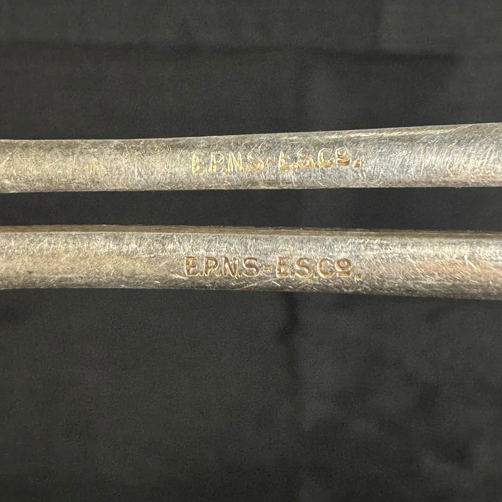 Vintage ESCo EPNS Silver Plated Iced Tea Spoons Set of 2 Long Handle 7.5 Inch